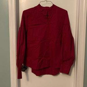 NWOT Cranberry Button Down Ruffle Blouse